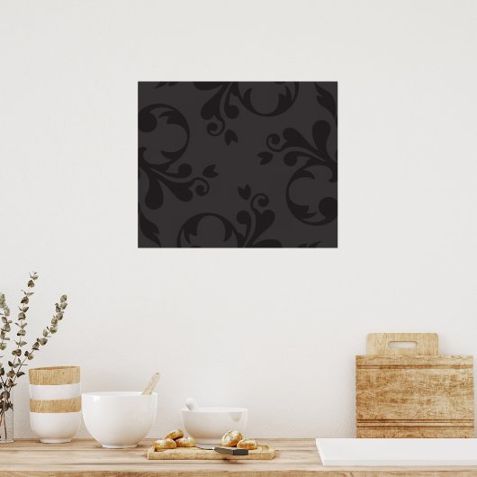 Poster Modèle Damas, Damas gris, Damas français (Cuisine)