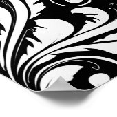Poster Modèle Damask, Damask français, noir et blanc (Coin)