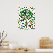Poster Modèle d'arbre de vie de William Morris, vert et m (Cuisine)