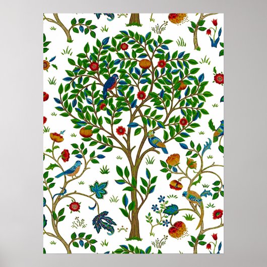 Poster Modèle d'arbre de vie de William Morris, vert et m (Devant)