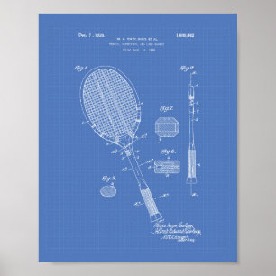 Poster Modèle d'art de brevet de la raquette de tennis