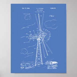 Poster Modèle d'art de brevet de la turbine de vent 1944