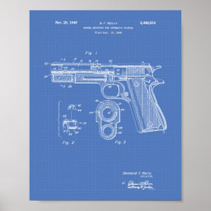 Poster Modèle d'art de brevet des pistolets automatiques
