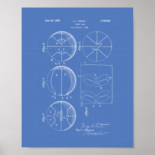 Poster Modèle d'art de brevet du basket-ball 1929