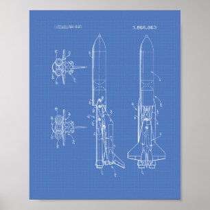 Poster Modèle d'art de brevet du véhicule spatial 1975