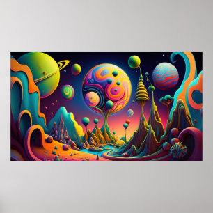 Poster Modèle de bannière de l'espace psychédélique