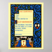 Poster Modèle de certificat de mariage vintage (Devant)