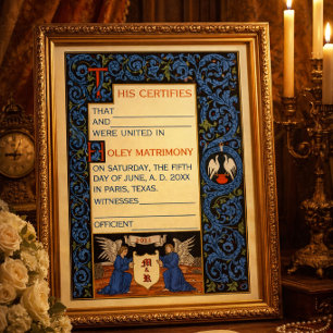 Poster Modèle de certificat de mariage vintage