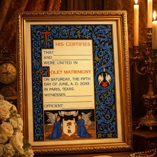 Poster Modèle de certificat de mariage vintage