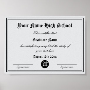 Poster Modèle de certificat officiel de diplôme d'études