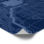 Poster Modèle de circuit de carte mère Blue Geek (Coin)