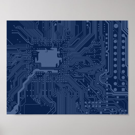 Poster Modèle de circuit de carte mère Blue Geek (Devant)