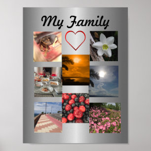 Poster Modèle de collage de photo de famille pour 8