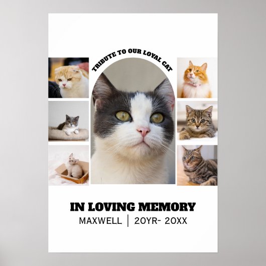 Poster Modèle de collage photo de mémorial pour chat 7 Ho (Devant)