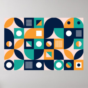 Poster Modèle de composition de couleur géométrique avec 