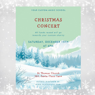 Poster Modèle de concert de musique de Noël d'hiver à l'é