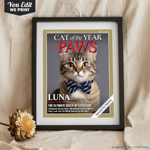 Poster Modèle de couverture de magazine pour chat personn