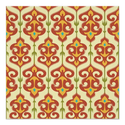 Poster Modèle de damas Ikat (Devant)