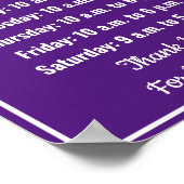 Poster Modèle de détail Royal Purple Heures d'ouverture (Coin)