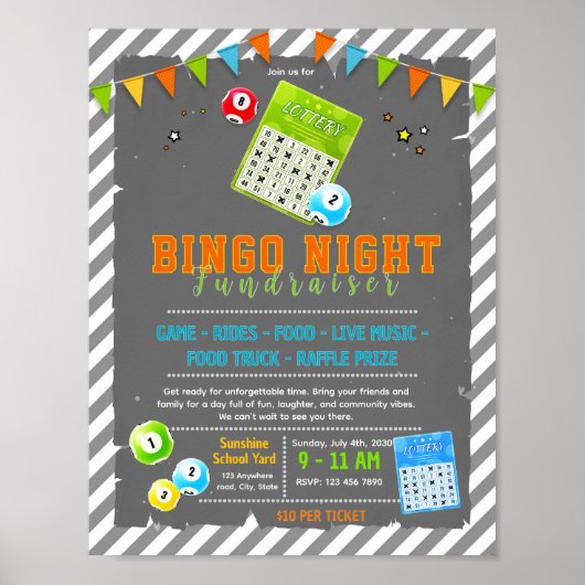 Poster Modèle de flyer de bingo modifiable pour collecte (Devant)