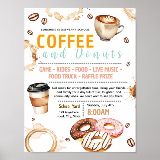 Poster Modèle de flyer de collecte de fonds avec beignets (Devant)