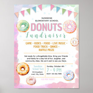 Poster Modèle de flyer de collecte de fonds avec beignets