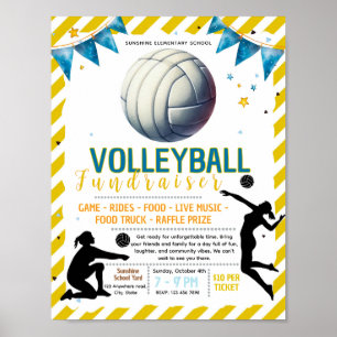 Poster Modèle de flyer de collecte de fonds de volley-bal