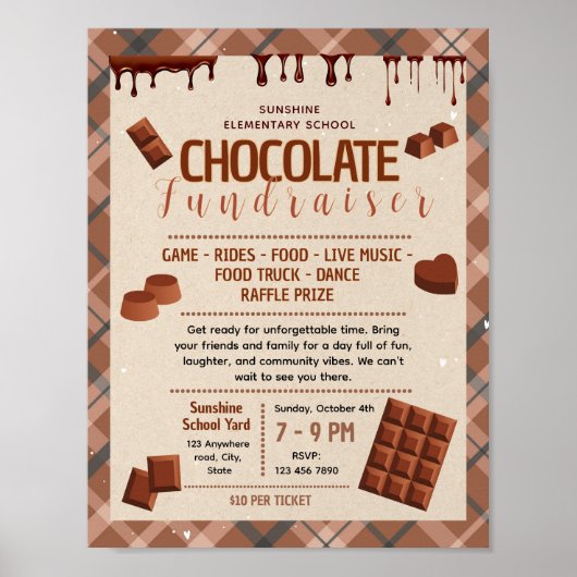 Poster Modèle de flyer de collecte de fonds en chocolat m (Devant)