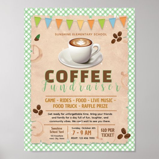 Poster Modèle de flyer de collecte de fonds pour café mod (Devant)