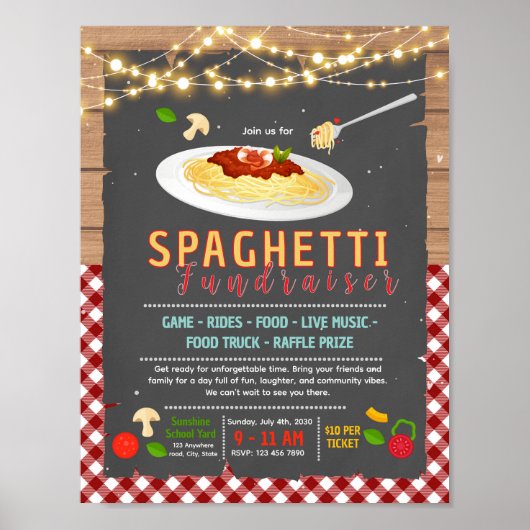 Poster Modèle de flyer de collecte de fonds pour spaghett (Devant)