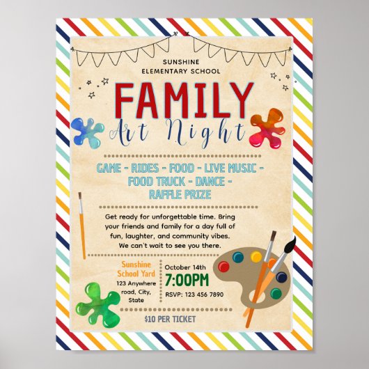 Poster Modèle de flyer de collecte de fonds pour une soir (Devant)