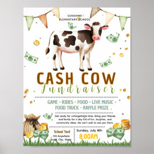 Poster Modèle de flyer de collecte de fonds vache à lait