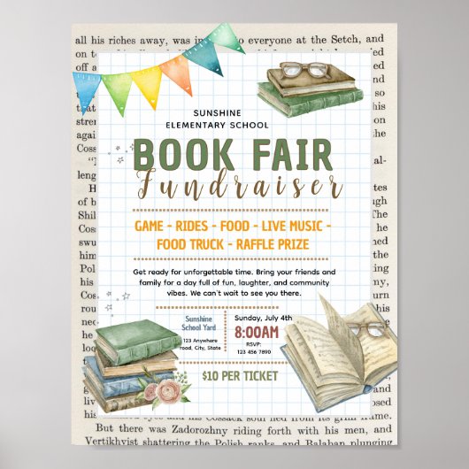 Poster Modèle de flyer modifiable pour foire du livre (Devant)