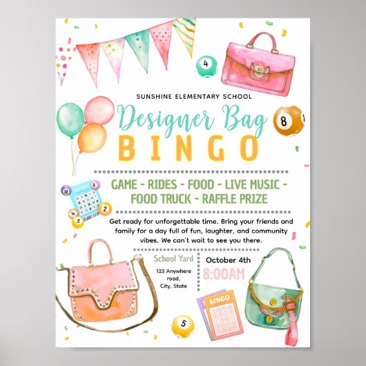 Poster Modèle de flyer modifiable pour un bingo de sacs d (Devant)