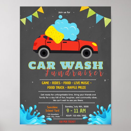 Poster Modèle de flyer modifiable pour un lavage de voitu (Devant)