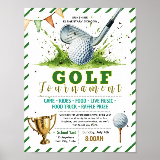 Poster Modèle de flyer modifiable pour un tournoi de golf (Devant)