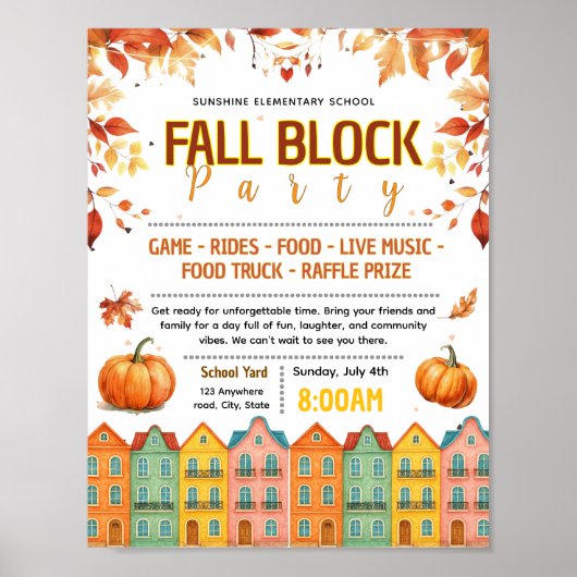 Poster Modèle de flyer modifiable pour une fête de quarti (Devant)