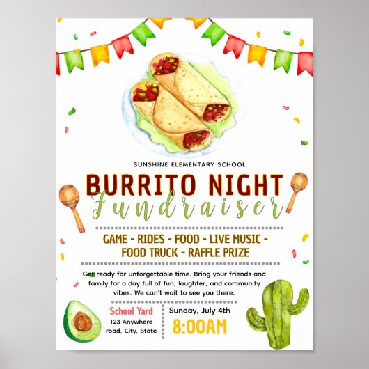 Poster Modèle de flyer modifiable pour une soirée burrito (Devant)