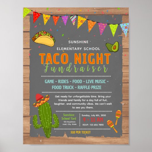 Poster Modèle de flyer modifiable pour une soirée taco fi (Devant)