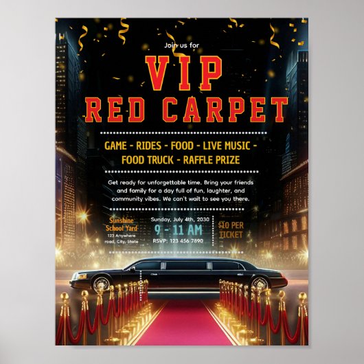 Poster Modèle de flyer tapis rouge limousine modifiable (Devant)