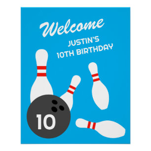 Poster Modèle de la fête d'anniversaire de Bowling