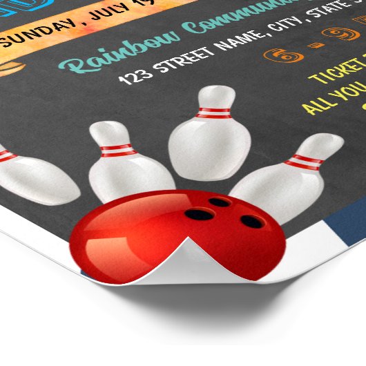 Poster Modèle de l'école de collecte de fonds Bowling (Coin)