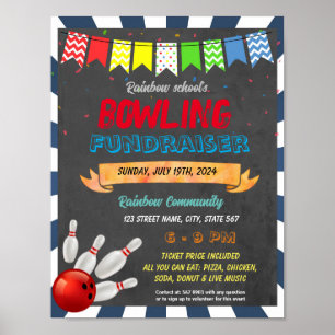 Poster Modèle de l'école de collecte de fonds Bowling