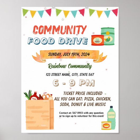Poster Modèle de l'événement Food Drive (Devant)