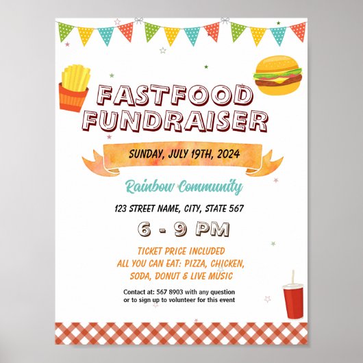 Poster Modèle de l'événement funderaiser Hamburger (Devant)