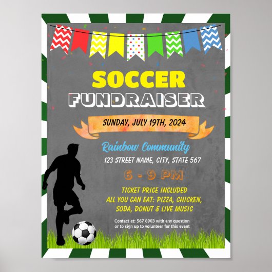 Poster Modèle de l'évènement Soccer Fundraiser (Devant)