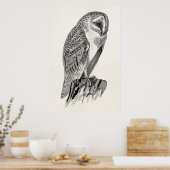 Poster Modèle de l'illustration d'oiseaux de Chouette vin (Cuisine)