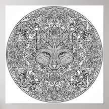 Modèle de Mandala de Noël renard symétrique