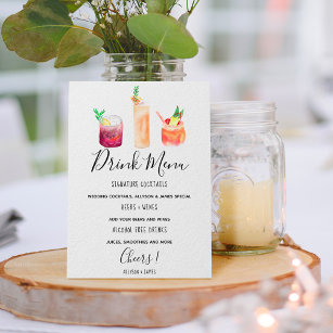Poster Modèle de menu de boissons mariages modernes cockt