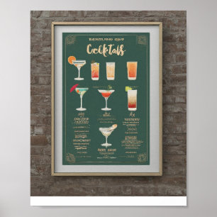 Poster Modèle de menu de boissons mariages modernes cockt